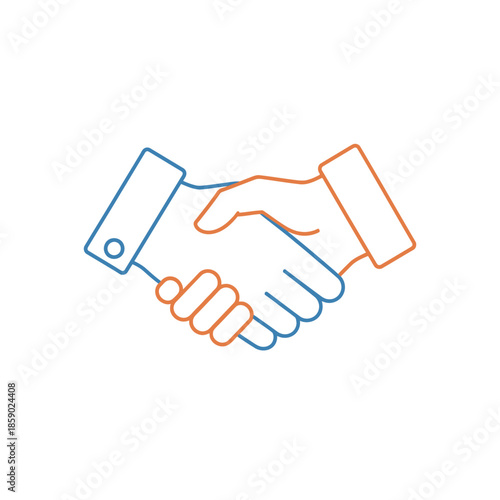 Business handshake icon, partnership agreement, deal completion, cooperation symbol