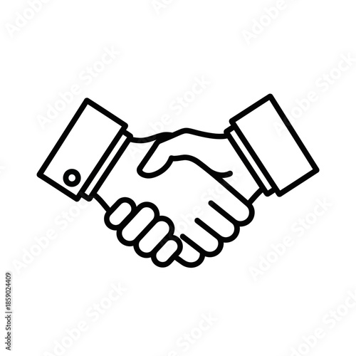 Business handshake icon, partnership agreement, deal confirmation, trust and cooperation symbol