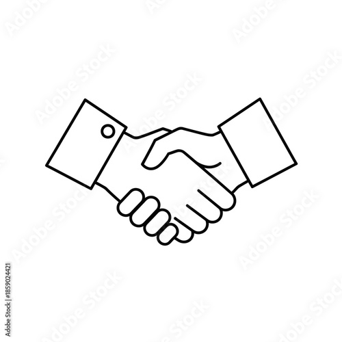 Business handshake icon, partnership agreement, deal making, trust, success, clean vector illustration