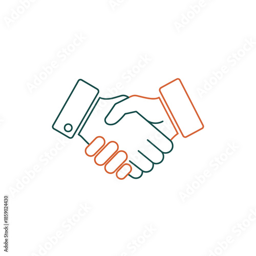 Business handshake icon, partnership agreement, deal success, trust concept