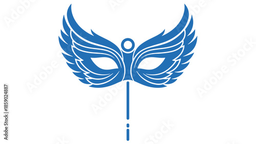 Blue Masquerade Mask with Wings
