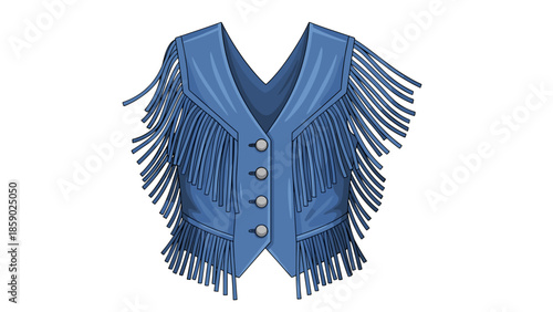 Blue Denim Cowboy Vest with Fringe