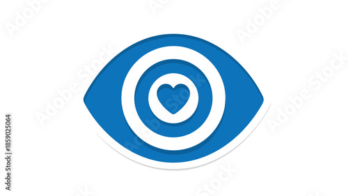 Blue Eye Icon with Target and Heart