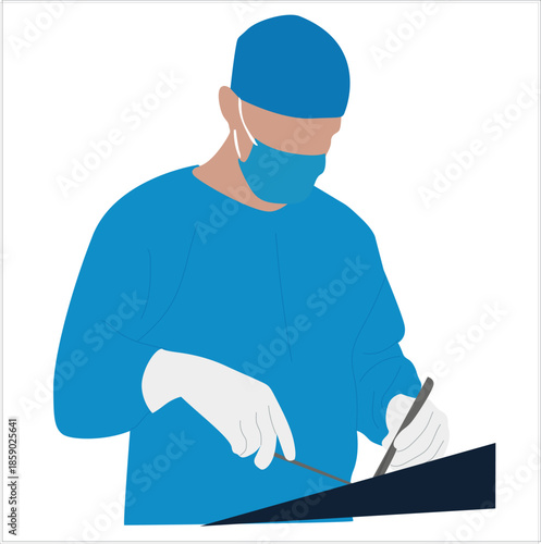 the doctor is operating. a surgical team in operating room . 