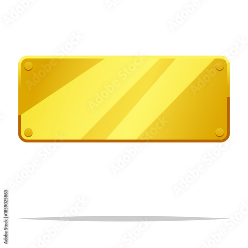 Blank golden plaque vector isolated illustration