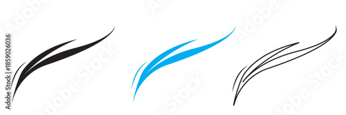 Abstract Black and blueBrush Stroke Curve. Abstract black curved brush strokes forming a dynamic swoosh shape, isolated on white background, suitable for logo design, branding, and modern graphics.

