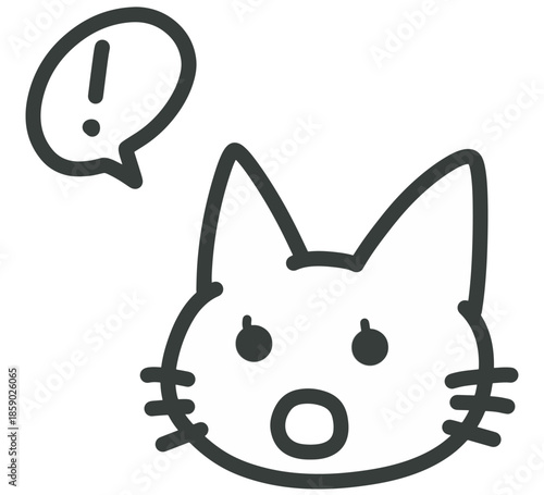 驚く猫のイラスト びっくりした表情と吹き出しのベクター素材