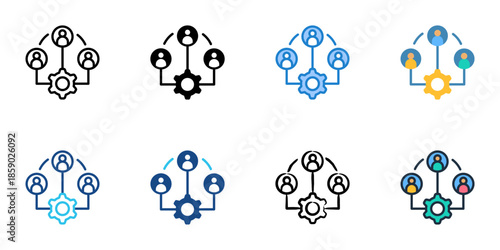Customer relationship management icons set multiple style collection. Editable stroke 
