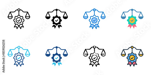 Regulatory compliance icons set multiple style collection. Editable stroke 
