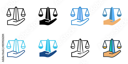 Legal consulting icons set multiple style collection. Editable stroke 
