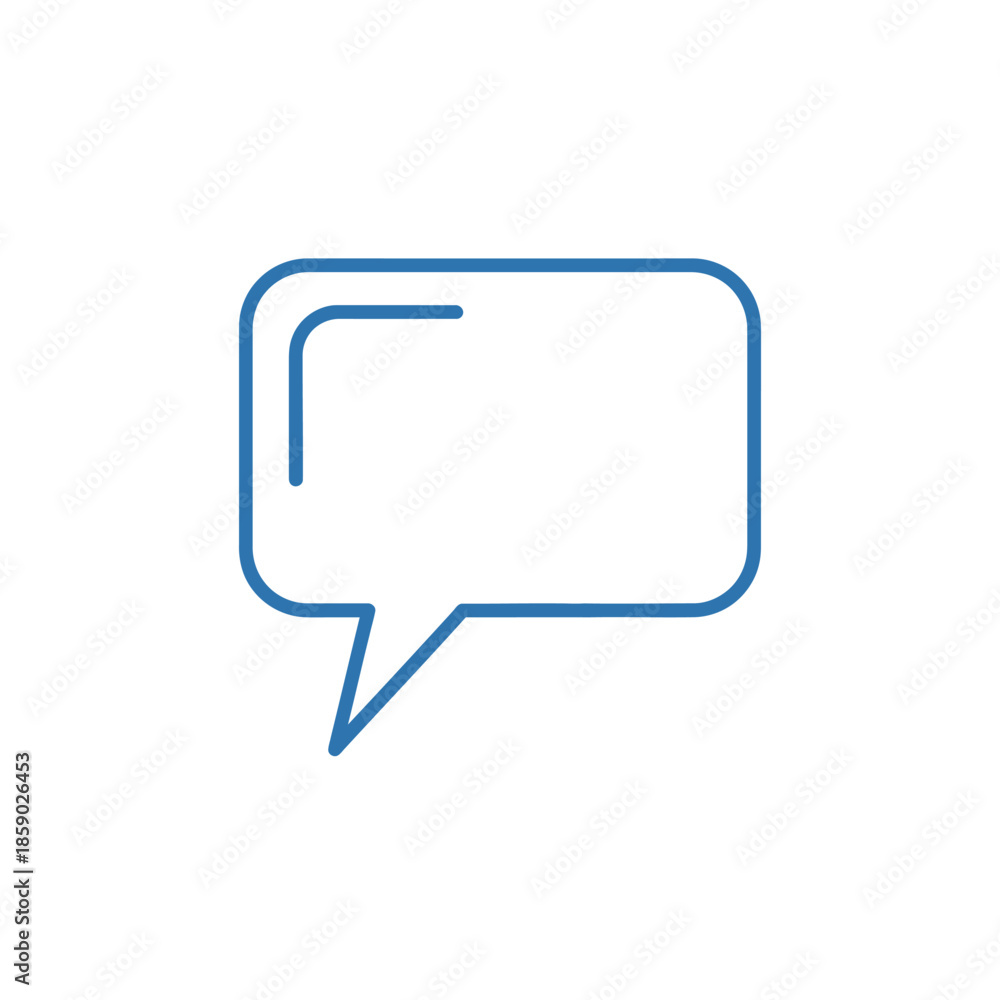 Fototapeta premium Blue speech bubble icon, empty outline for text, communication and messaging concept