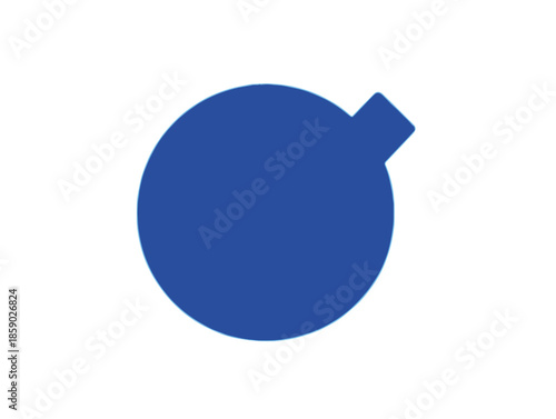 Símbolo abstracto de círculo azul sólido con una pequeña protuberancia en la parte superior, recurso gráfico aislado.