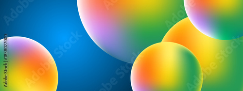 Multicolored orbs against a gradient blue background