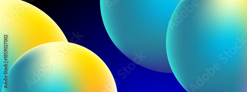 Abstract yellow and blue gradient spheres against a dark background