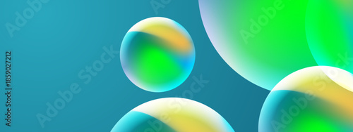 Abstract floating orbs in gradient colors over teal background