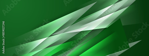 Sharp green and white geometrical shapes abstractly arranged