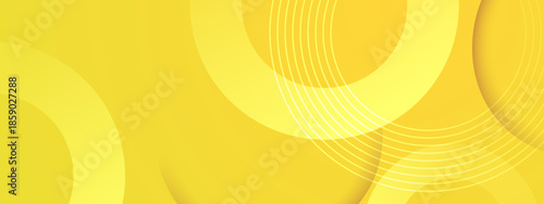 Tableau sur toile Bright yellow abstract background with overlapping circles