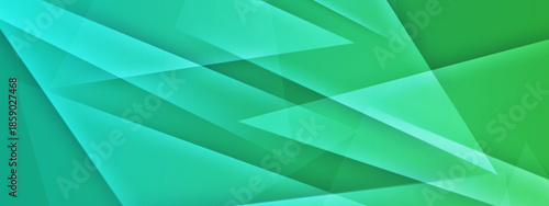 Abstract features layered shapes in various shades of green