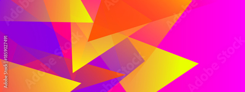 Overlapping colorful triangles with shades of pink purple and yellow