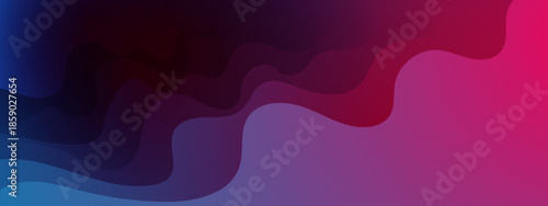 Presents abstract flowing waves of blue to pink gradient colors