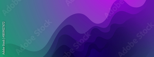 Curved overlapping waves in shades of green and purple