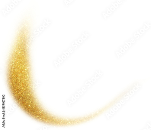 Photography Curved gold glitter dust trail with magic sparkles
