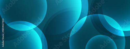 Abstract design with overlapping teal colored translucent circles
