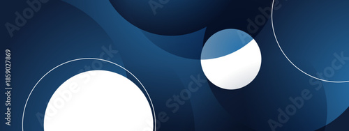 Blue background with white circles and arcs
