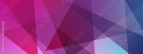 Abstract design with overlapping translucent polygons with pink blue colors
