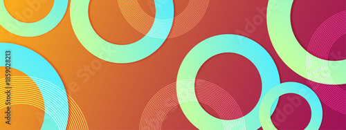 Modern backdrop with circles and lined arcs