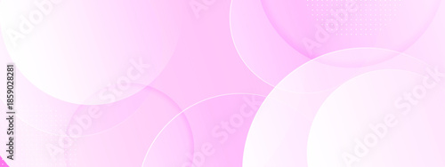 Pink backdrop features translucent circles and small white dots patterns