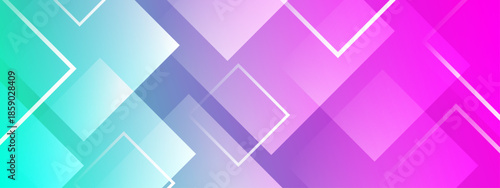 Geometric squares fading from teal to pink gradient background