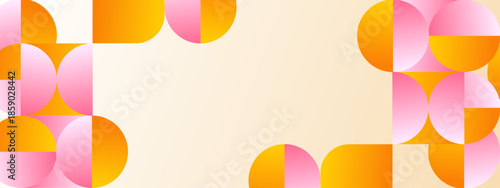 Geometric shapes in orange yellow and pink colors