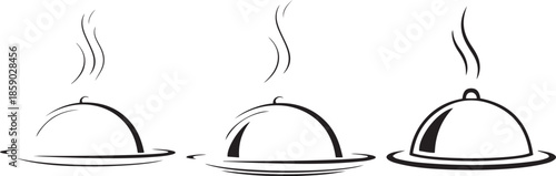 Cloche Icon Vector set Illustration – Restaurant Food Serving Symbol
