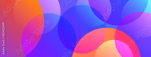Overlapping circles with orange pink purple and blue colors