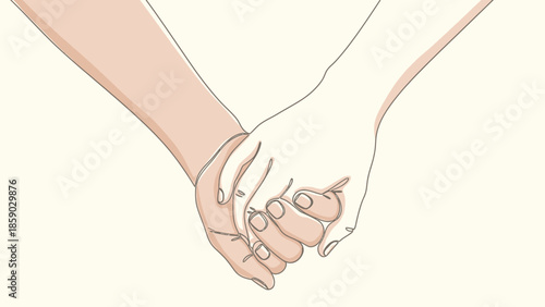 Two hands, one with a darker skin tone and the other with a lighter skin tone, clasped together in a gentle hold.