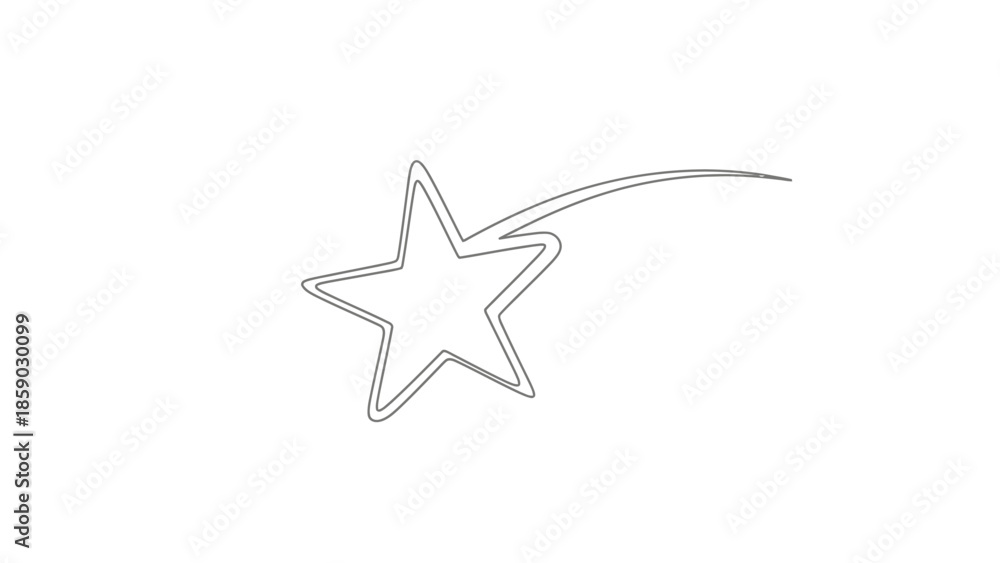 Obraz premium A simple line drawing of a five-pointed star with a swoosh trailing behind it.