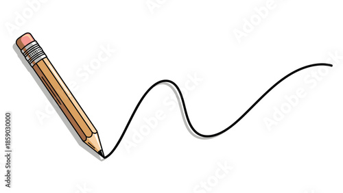 A simple illustration of a pencil drawing a wavy line on a white background.