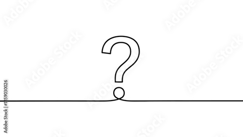 A single, continuous line drawing of a question mark on a white background.