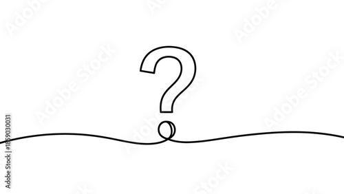 A simple, minimalist line drawing of a question mark on a white background.