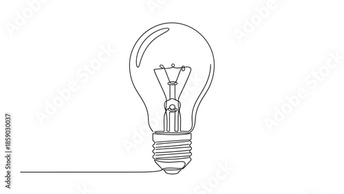 A minimalist single-line drawing of a classic incandescent light bulb, symbolizing ideas and innovation.