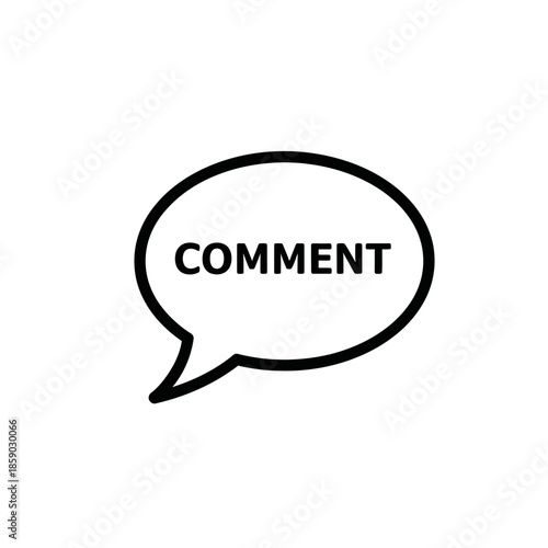 Comment bubble icon, speech balloon with text, communication symbol