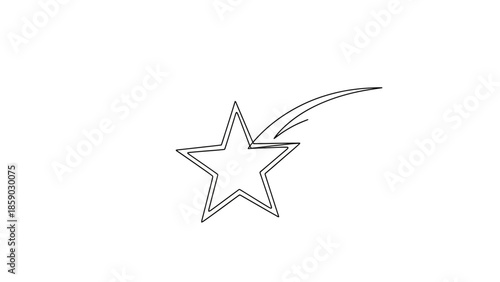 A simple, hand-drawn outline of a shooting star with a curved trail.