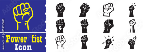 Set of Power fist icon, Power fist vector collection