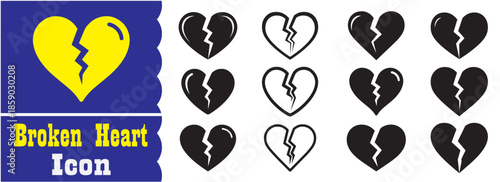 Set of Broken Heart icon, Broken Heart vector collection