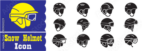 Set of Snow Helmet icon, Snow Helmet vector collection
