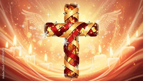 A serene string of lights hanging in a dark room with a blurred background and soft illumination