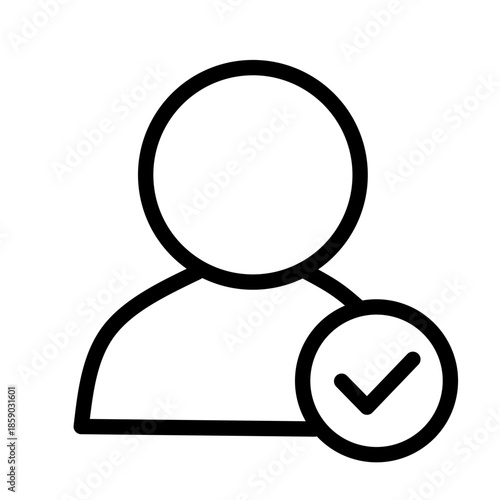 Verified User Profile Outline Icon Line Vector Transparent Background