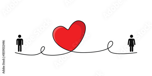 man and woman icon with love line
