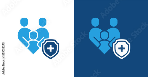 Family Insurance Glyph Duotone, with light and dark background